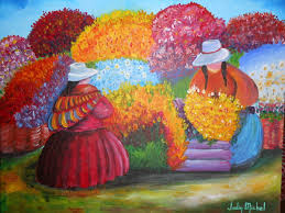 Le marche aux fleurs felix espinoza vargas acrylique 38x46 toile
